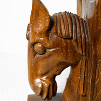 Monkey Pod Wood Horse Bookends