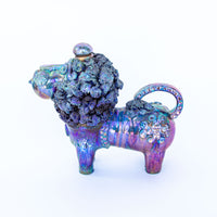 Ceramic Lion Tea Pot with Shiny Blue Finish