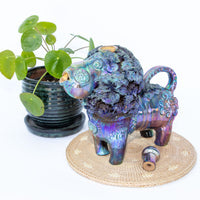 Ceramic Lion Tea Pot with Shiny Blue Finish