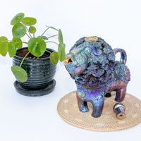 Ceramic Lion Tea Pot with Shiny Blue Finish