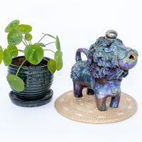 Ceramic Lion Tea Pot with Shiny Blue Finish