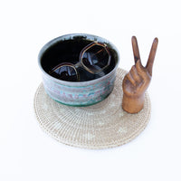 Blue and Pink Ceramic Bowl - Signed TP