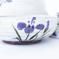 5 Piece Hand Spun Ceramic Serving Soup Dish with Lid and 3 Matching Soup Bowls