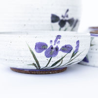 5 Piece Hand Spun Ceramic Serving Soup Dish with Lid and 3 Matching Soup Bowls