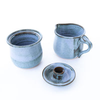 Blue and Purple Sugar and Creamer HEBE Pottery