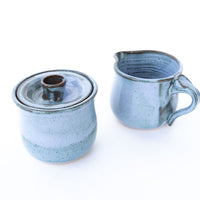 Blue and Purple Sugar and Creamer HEBE Pottery
