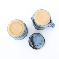 Blue and Purple Sugar and Creamer HEBE Pottery