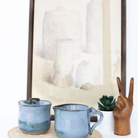 Blue and Purple Sugar and Creamer HEBE Pottery