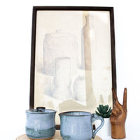 Blue and Purple Sugar and Creamer HEBE Pottery