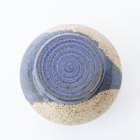 Small Blue and White Ceramic Canister with Lid Signed HUP