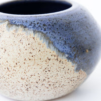 Small Blue and White Ceramic Canister with Lid Signed HUP