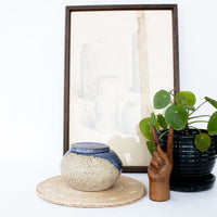 Small Blue and White Ceramic Canister with Lid Signed HUP