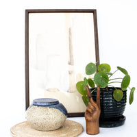 Small Blue and White Ceramic Canister with Lid Signed HUP