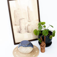 Small Blue and White Ceramic Canister with Lid Signed HUP