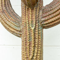Large Brass Saguaro Cactus Sculpture with Road Runner