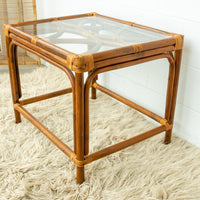 Bamboo Side Table with Glass Top