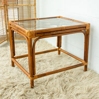 Bamboo Side Table with Glass Top