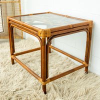 Bamboo Side Table with Glass Top
