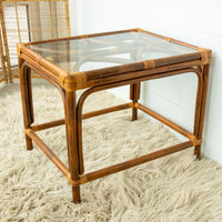 Bamboo Side Table with Glass Top