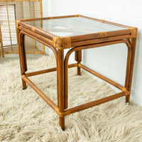 Bamboo Side Table with Glass Top