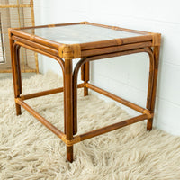 Bamboo Side Table with Glass Top