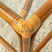 Bamboo Side Table with Glass Top