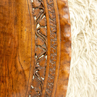 Teak Wood Lattice Table - Hand Carved and with Oval Shape