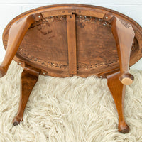Teak Wood Lattice Table - Hand Carved and with Oval Shape