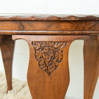 Teak Wood Lattice Table - Hand Carved and with Oval Shape