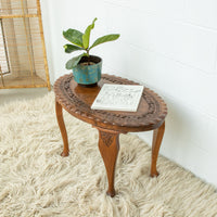 Teak Wood Lattice Table - Hand Carved and with Oval Shape