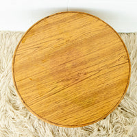 Bamboo and Wood Round Low Midcentury Side Tables (set of 2)