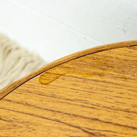 Bamboo and Wood Round Low Midcentury Side Tables (set of 2)