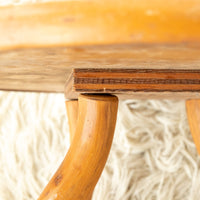 Bamboo and Wood Round Low Midcentury Side Tables (set of 2)