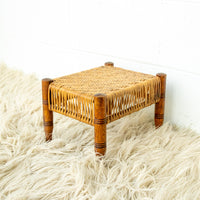 Woven Wicker Rattan Wood Stool