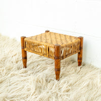 Woven Wicker Rattan Wood Stool