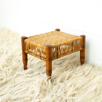 Woven Wicker Rattan Wood Stool