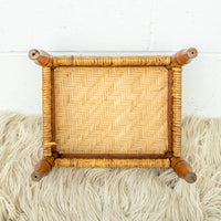 Woven Wicker Rattan Wood Stool
