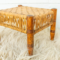 Woven Wicker Rattan Wood Stool
