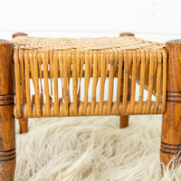 Woven Wicker Rattan Wood Stool