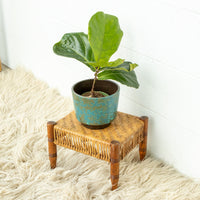 Woven Wicker Rattan Wood Stool