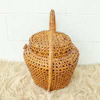 Large Weave Basket with Handle and Lid