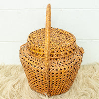 Large Weave Basket with Handle and Lid