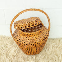 Large Weave Basket with Handle and Lid