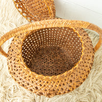 Large Weave Basket with Handle and Lid