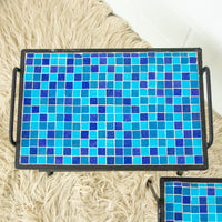 Cast Iron Rod and Tile Patio Nesting Side Tables