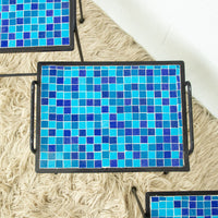 Cast Iron Rod and Tile Patio Nesting Side Tables