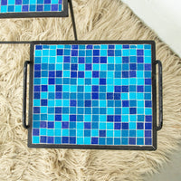 Cast Iron Rod and Tile Patio Nesting Side Tables