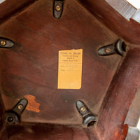 Wood Hexagon Table with Carved Shell Design Detailing
