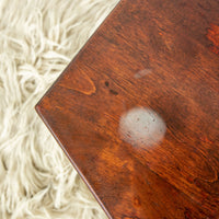 Wood Hexagon Table with Carved Shell Design Detailing