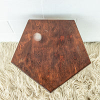 Wood Hexagon Table with Carved Shell Design Detailing